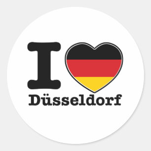I Liebe Dusseldorf Runder Aufkleber