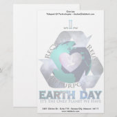 I Liebe Earth Day Briefpapier (Vorne/Hinten)