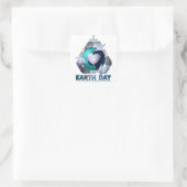 I Liebe Earth Day Quadratischer Aufkleber (Tasche)