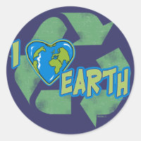 I Liebe Earth Recycelte Aufkleber