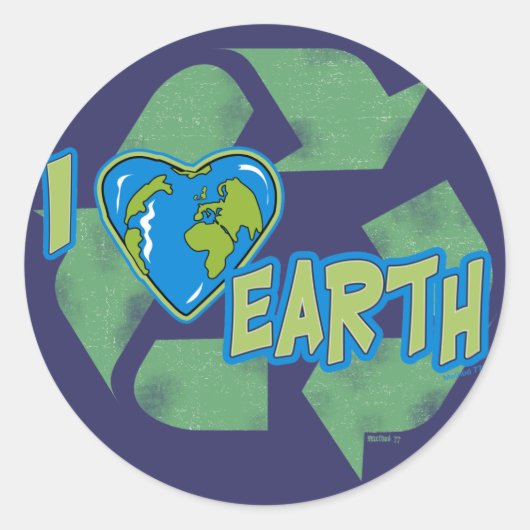I Liebe Earth Recycelte Aufkleber (Vorderseite)