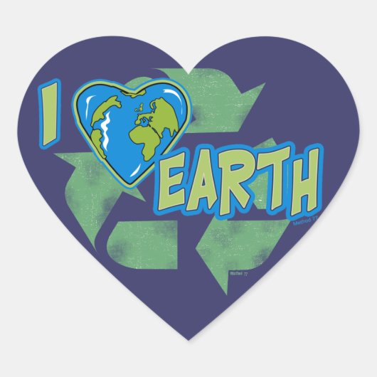 I Liebe Earth Recycelte Aufkleber (Vorderseite)