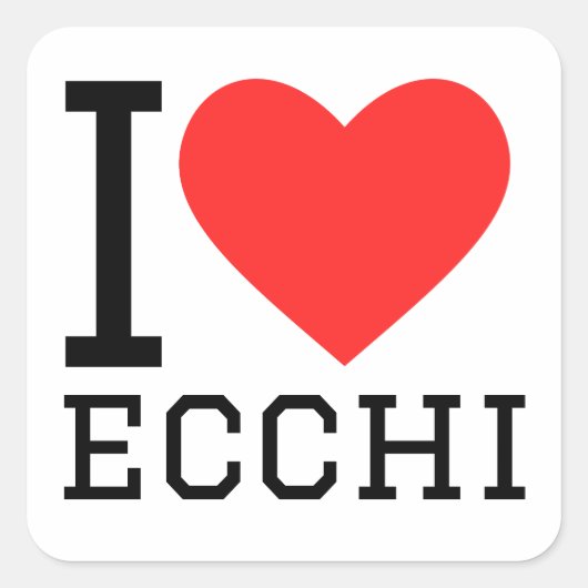 I Liebe ecchi Quadratischer Aufkleber (Vorderseite)