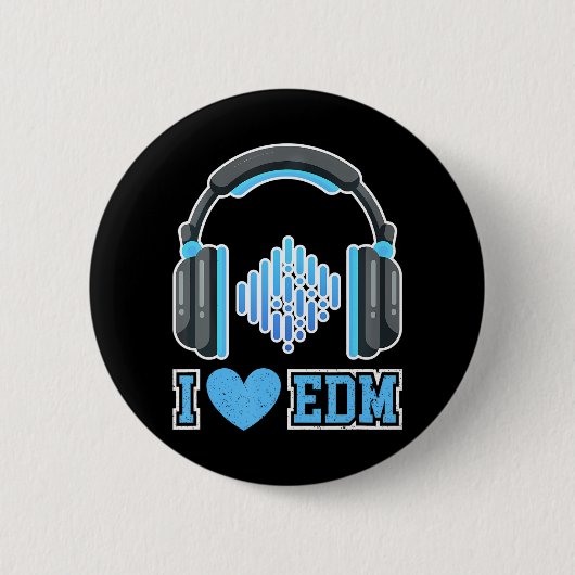 I Liebe EDM Party und Festivals DJ Headphones Button (Vorderseite)