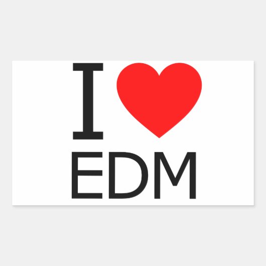I LIEBE EDM RECHTECKIGER AUFKLEBER (Vorderseite)