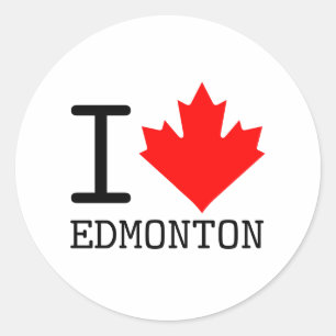 I Liebe Edmonton, Alberta Canada Maple Leaf Runder Aufkleber