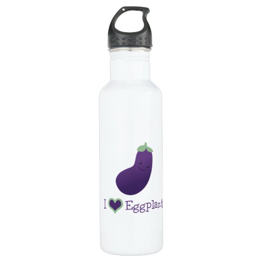 I Liebe Eggplant Edelstahlflasche (Vorderseite)