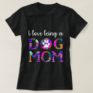 I Liebe, eine "Hunde-Mama" Blumentext Weißer T -  T-Shirt
