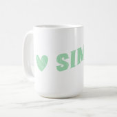 I Liebe Einfach" Minimalistisches Textdesign grün Kaffeetasse (Vorderseite Links)