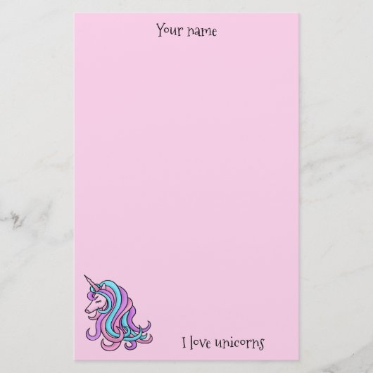 I Liebe Einhorn hübsch rosa Briefpapier (Vorderseite)