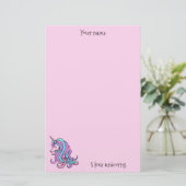 I Liebe Einhorn hübsch rosa Briefpapier (Stehend Vorderseite)