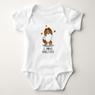 I Liebe (Einzel-2) Shetland Sheepdogs Niedlich Baby Strampler