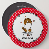 I Liebe (Einzel-2) Shetland Sheepdogs Niedlich Button (Vorne & Hinten)