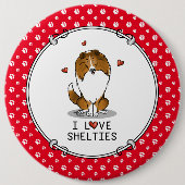 I Liebe (Einzel-2) Shetland Sheepdogs Niedlich Button (Vorderseite)