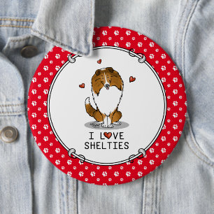 I Liebe (Einzel-2) Shetland Sheepdogs Niedlich Button