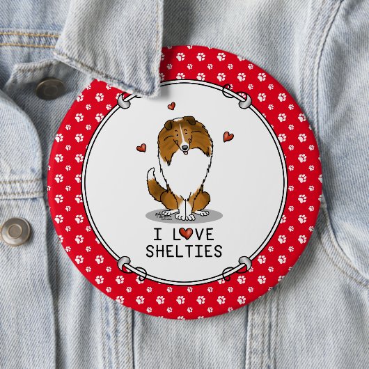 I Liebe (Einzel-2) Shetland Sheepdogs Niedlich Button (Beispiel)