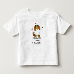 I Liebe (Einzel-2) Shetland Sheepdogs Niedlich Kleinkind T-shirt