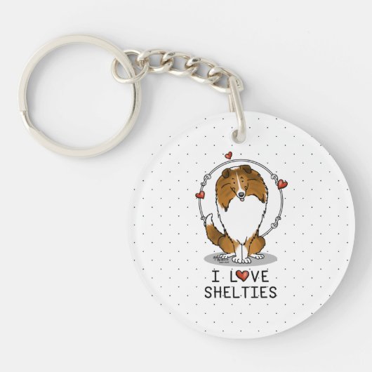 I Liebe (Einzel-2) Shetland Sheepdogs Niedlich Schlüsselanhänger (Vorderseite)
