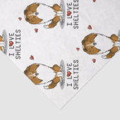 I Liebe (Einzel-2) Shetland Sheepdogs Niedlich Seidenpapier (Ausschnitt)