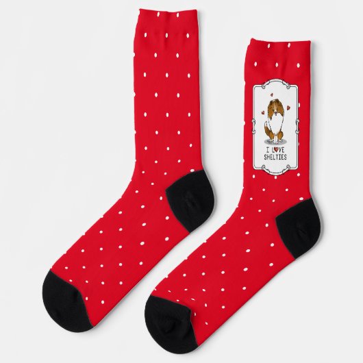 I Liebe (Einzel-2) Shetland Sheepdogs Niedlich Socken (Linkes Detail)