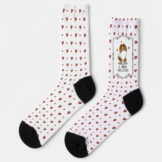 I Liebe (Einzel-2) Shetland Sheepdogs Niedlich Socken (Linkes Detail)
