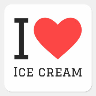 I Liebe Eis Quadratischer Aufkleber