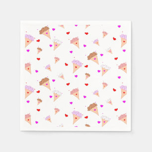 I Liebe-Eiscreme, Kegel-Herz-Aroma-Muster Serviette