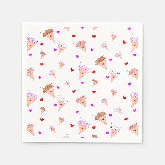 I Liebe Eiscreme, Kones Herz Geschmacksmuster Serviette (Vorderseite)