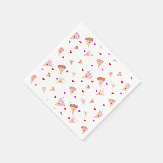 I Liebe Eiscreme, Kones Herz Geschmacksmuster Serviette (Ecke)