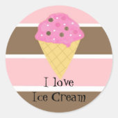 I Liebe Eiscreme Runder Aufkleber (Vorderseite)