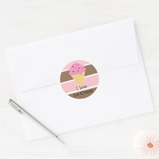 I Liebe Eiscreme Runder Aufkleber (Umschlag)