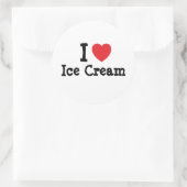 I Liebe Eiscreme T - Shirt Runder Aufkleber (Tasche)