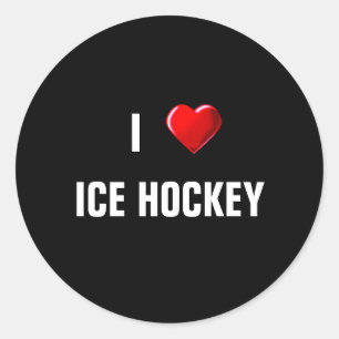 I Liebe Eishockey Runder Aufkleber