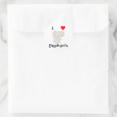 I Liebe Elefanten (2) Runder Aufkleber (Tasche)