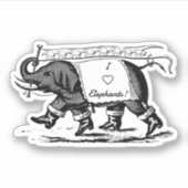 I Liebe Elefanten Aufkleber (Vorderseite)