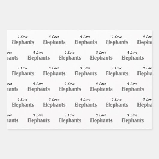 I Liebe Elefanten Geschenkpapier Set (Vorderseite)