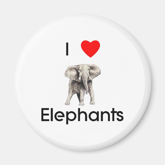 I Liebe Elefanten Magnet (Vorne)