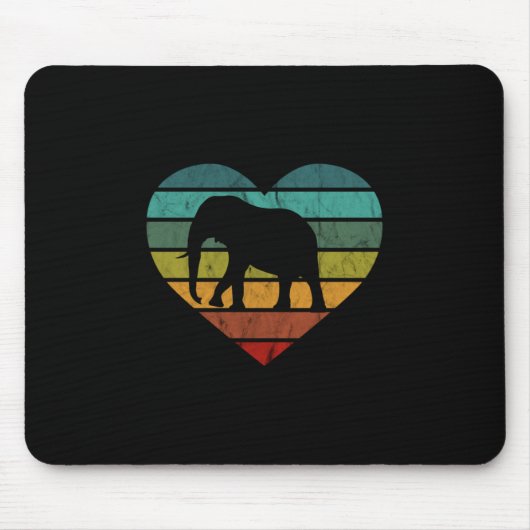 I Liebe Elefanten Retro Herz Mousepad (Vorne)