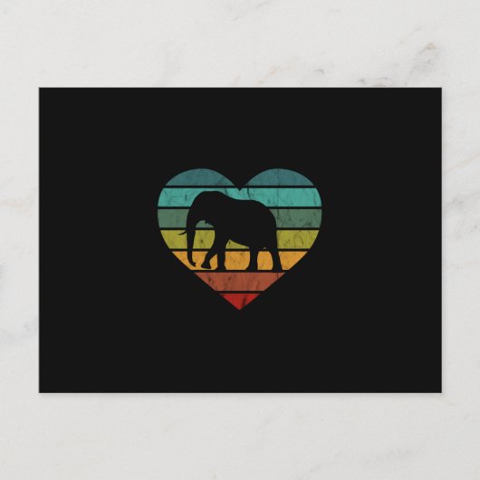 I Liebe Elefanten Retro Herz Postkarte (Vorderseite)