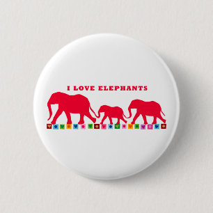 I Liebe Elefanten (rot) Button