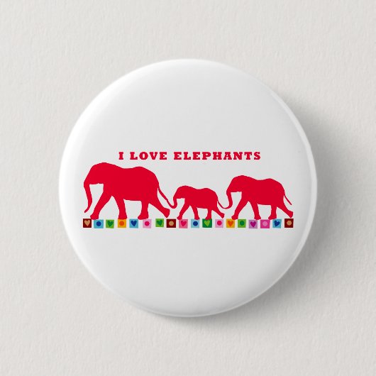 I Liebe Elefanten (rot) Button (Vorderseite)