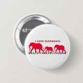 I Liebe Elefanten (rot) Button (Vorne & Hinten)