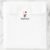I Liebe Elefantenpfropfen Runder Aufkleber (Tasche)