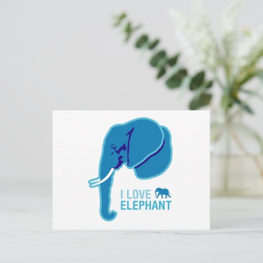 I Liebe Elephant (Seitenwand) Postkarte (Stehend Vorderseite)