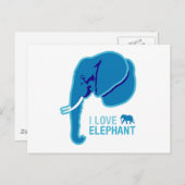 I Liebe Elephant (Seitenwand) Postkarte (Vorne/Hinten)