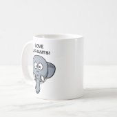 I LIEBE ELEPHANTS CARTOON KAFFEETASSE (Vorderseite Links)