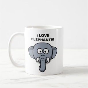 I LIEBE ELEPHANTS CARTOON KAFFEETASSE