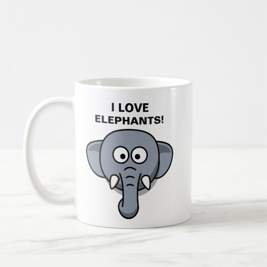 I LIEBE ELEPHANTS CARTOON KAFFEETASSE (Links)