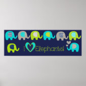 I Liebe Elephants Kinderzimmer Poster (Vorne)