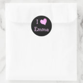I Liebe Emma Runder Aufkleber (Tasche)